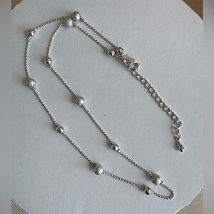 Silver beads (two-tone) fashion necklace